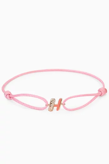 Retro Diamond & Enamel Letter 'H' Bracelet in 18kt Rose Gold
