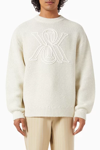 Ryan Crest Sweater in Wool Blend Knit