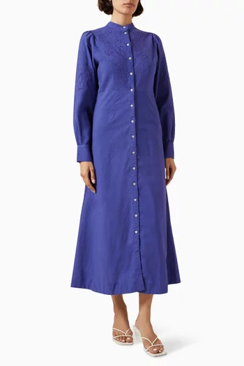 Yasmia Shirt Midi Dress in Cotton