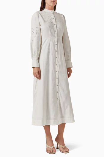 Yasmia Shirt Midi Dress in Cotton