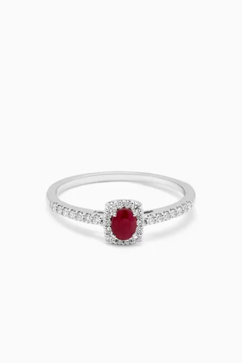 Mini Diana Ruby & Diamond Ring in 18kt White Gold
