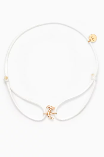 Diamond Arabic Initial Thread Bracelet, Letter 'J' in 18kt Gold
