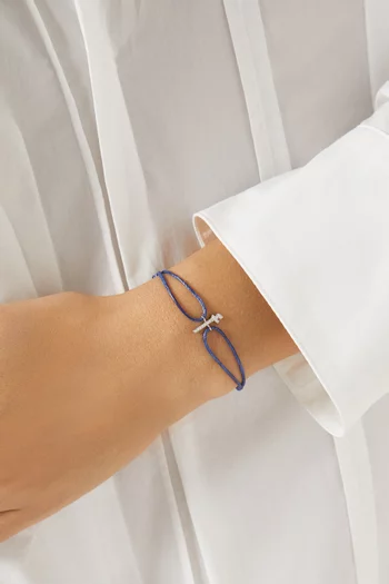 Diamond Arabic Initial Thread Bracelet - Letter "A" in 18kt White Gold
