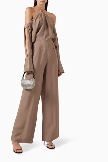 Volturno Cold-shoulder Jumpsuit in Crepe Cady