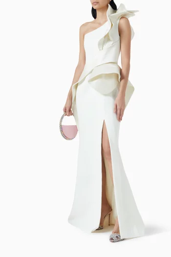 Ruffle One-shoulder Maxi Dress