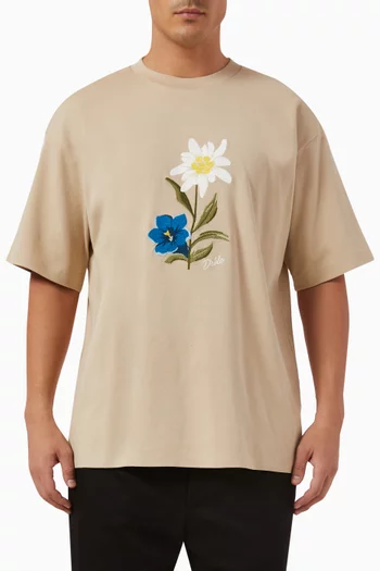 Le T-Shirt Fleurs Brodées in Cotton Interlock