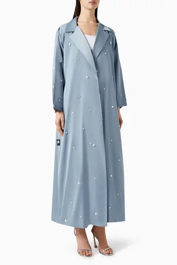 Pearl Coat Abaya in Shiny Crepe