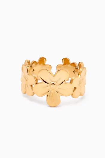 Dainty Daisy Open Ring in 18k Gold-plated Stainless Steel