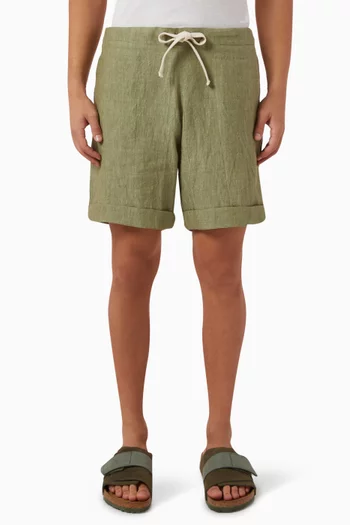 Elasticated Waistband Shorts in Linen
