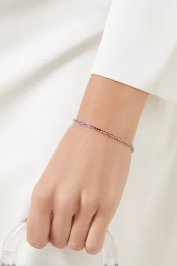 Rainbow Sapphire Tennis Bracelet in 18kt Gold