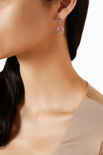 Colours of Love Rainbow Teardrop Earrings  in 18kt Rose Gold