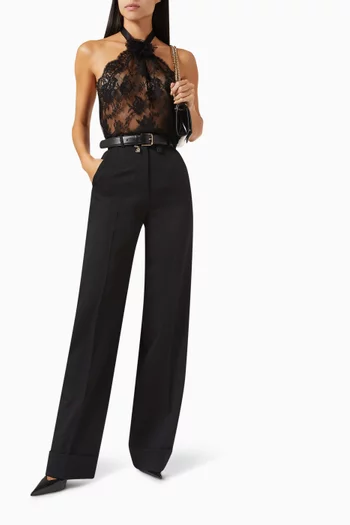 Flared Pants in Wool Gabardine