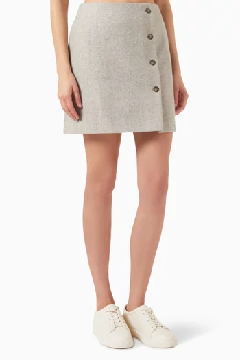 Buttoned Mini Skirt in Manteco® Wool