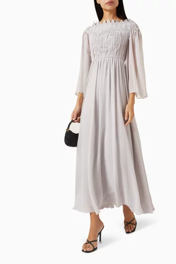 فستان طويل مطرز شيفون