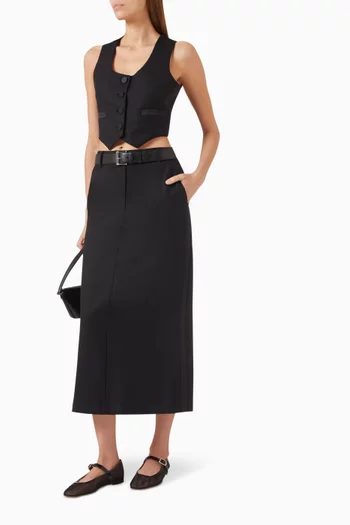 Olivia Midi Skirt in Tux Wool