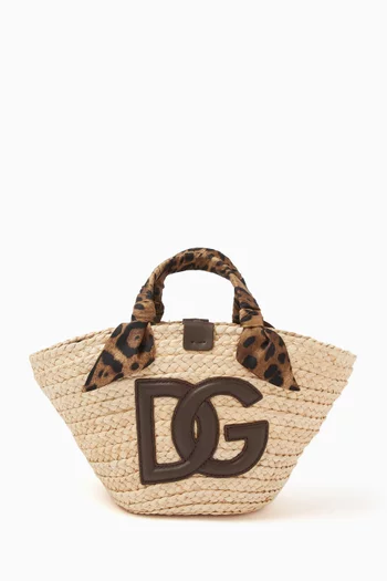Small Kendra DG Logo Tote Bag in Straw
