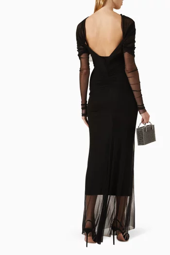 Veiled Maxi Dress in Sheer Silk