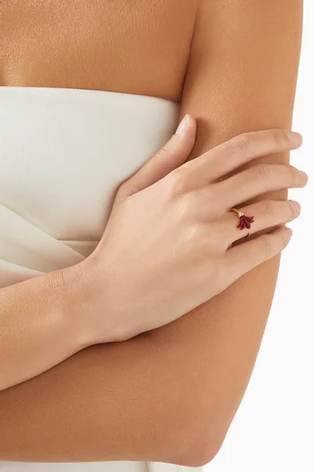 خاتم سايكديليا فاين صغير مرصع بالماس ذهب أصفر عيار 18