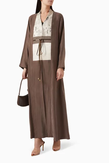 Colour-block Abaya in Silk Cupro