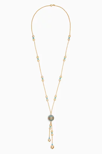 Nyla Pearl Tassel Enamel Necklace in 18kt Gold-plated Sterling Silver