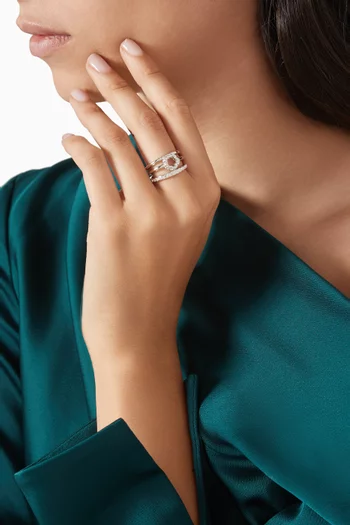 Pave Tea Rose Ring Set in Silver-plated Brass