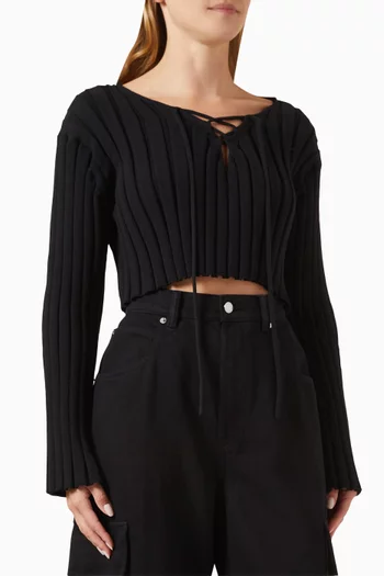 Cropped Sweater in Ribbed-nylon