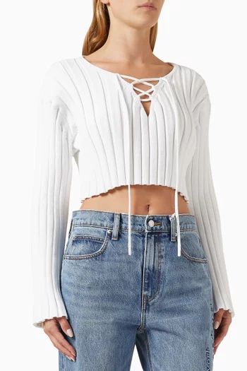 Cropped Sweater in Ribbed-nylon