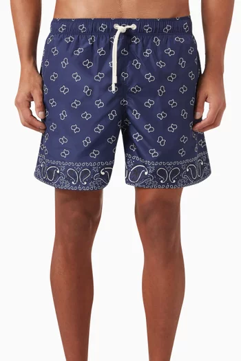 Paisley Print Swim Shorts in Nylon