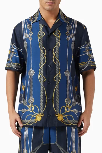 Nautical-print Bowiling Shirt in Silk