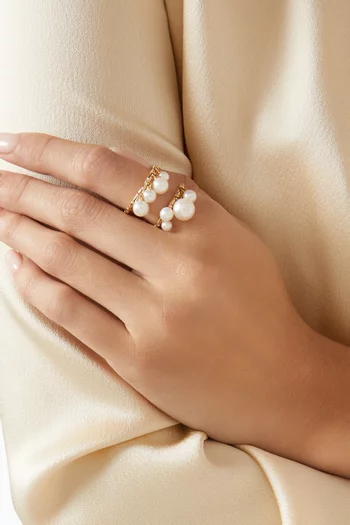 Bahar Pearls & Diamond Ring in 18kt Gold