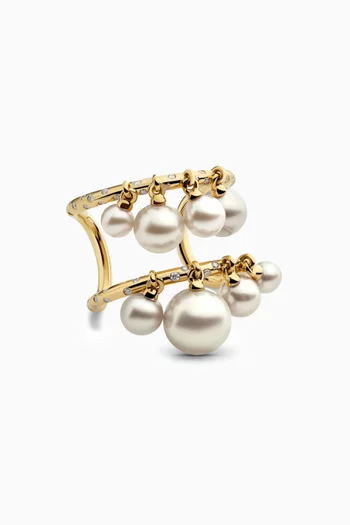Bahar Pearls & Diamond Ring in 18kt Gold