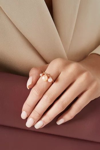 Bahar Pearls & Diamond Ring in 18kt Rose Gold