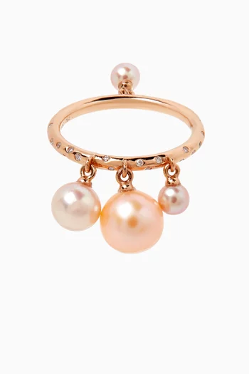Bahar Pearls & Diamond Ring in 18kt Rose Gold