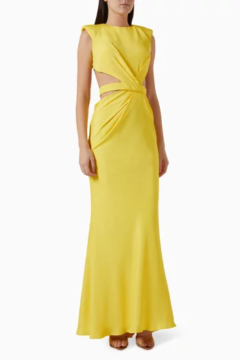 Cut-out Draped Maxi Dress in Crepe