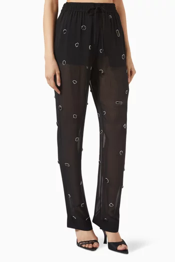 Halo Gem-embroidered Pants in Silk-chiffon
