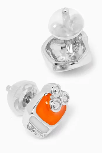 Enamel Diamond Earrings in 18kt White Gold