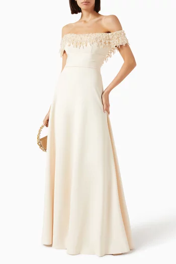 Pearl-embellished Gown in Jersey