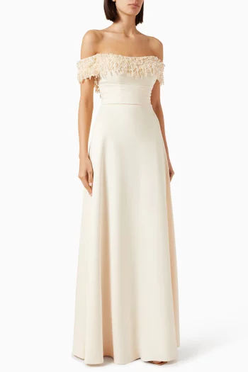 Pearl-embellished Gown in Jersey