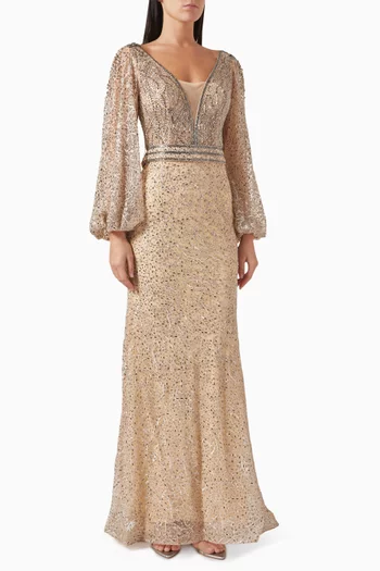 Bead-embellished Gown in Tulle