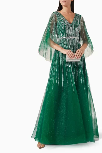 Bead-embellished Gown in Tulle