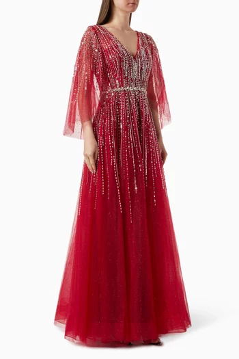 Bead-embellished Gown in Tulle