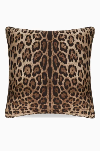 Medium Leopard-print Cushion in Velvet