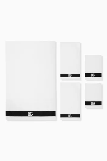 DG Logo Jacquard Towels in Cotton-terry, Set of 5