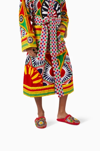 Unisex Carretto Siciliano Slippers in Cotton-terry