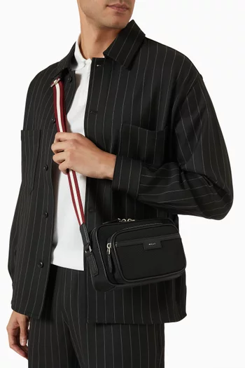 Code Cross Messenger Bag in Nylon & Grained Leather