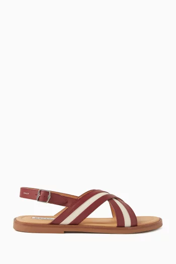 Garey Striped Sandals in Leather