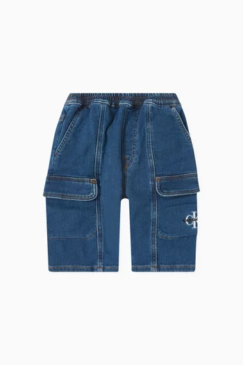 Cargo Jogger Shorts in Cotton-denim