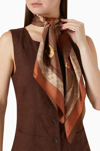 Tabby-print Square Scarf in Silk