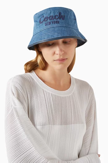 Logo-embroidered Bucket Hat in Denim