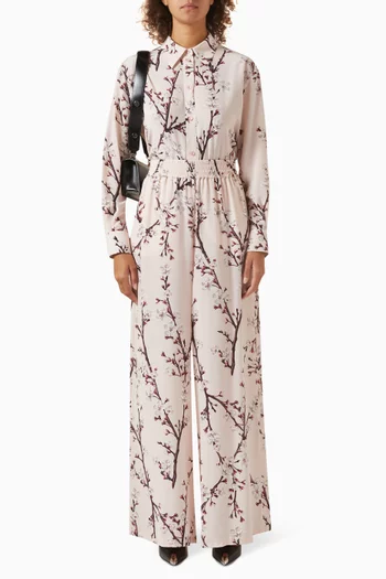 قميص كلاسيكي بطبعة زهور كريب صيني